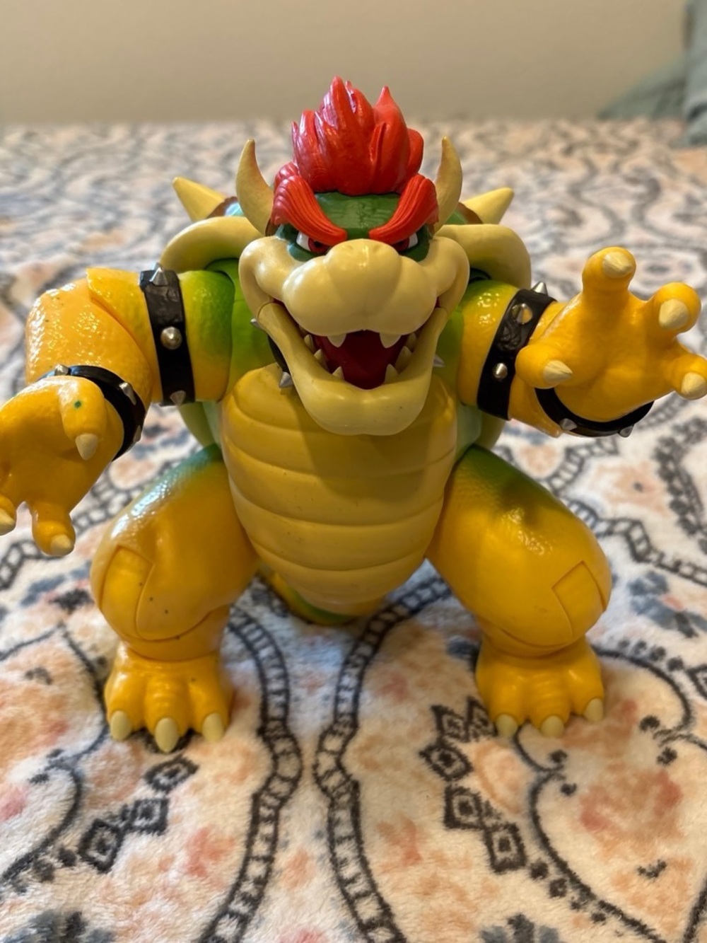 Nintendo Bowser Figure with Red Hair, Yellow Shell & Green Back